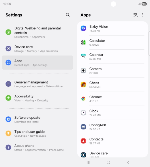 Press the required app.