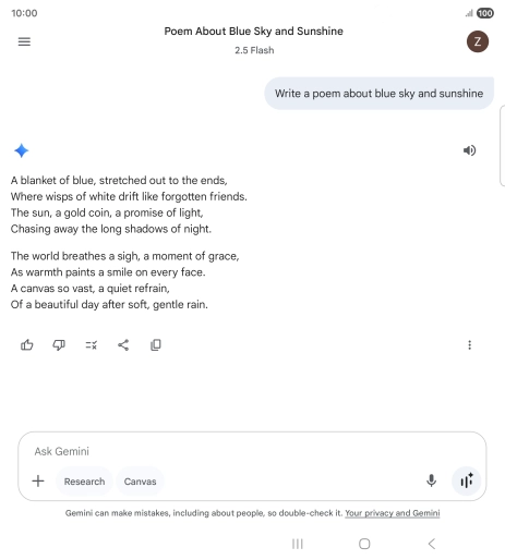 You can ask Gemini to generate a text based on your description.