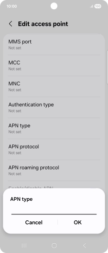 Key in default and press OK.
