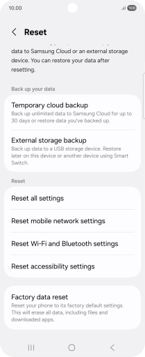 Press Reset mobile network settings.