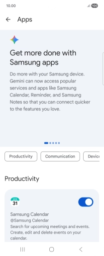 Press the indicator next to the required extension to turn on the function.