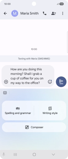 To change the writing style of your text, press Writing style and follow the instructions on the screen to use the function.
