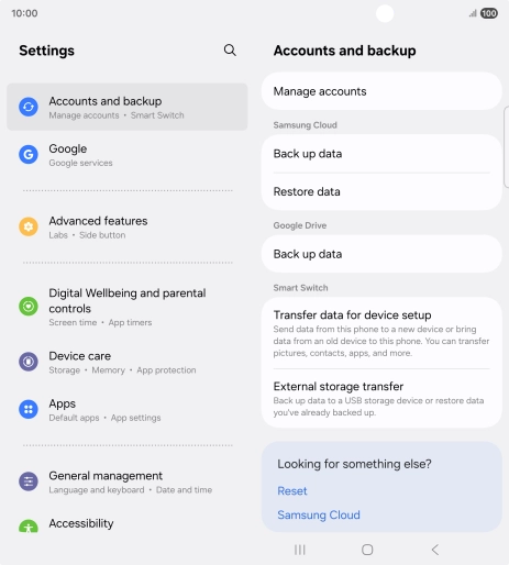 Press Manage accounts.
