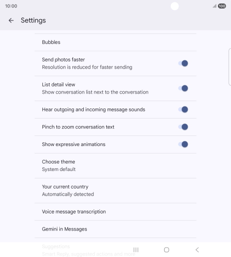 Press Gemini in Messages.