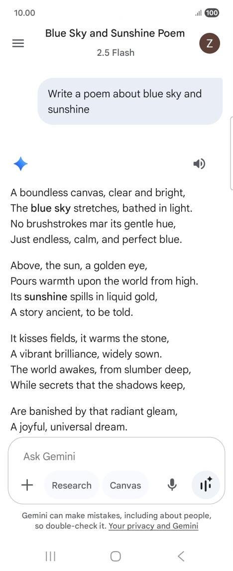 You can ask Gemini to generate a text based on your description.