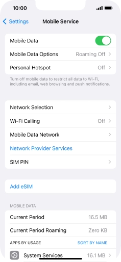 Press Mobile Data Options.