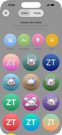 Press the required category and follow the instructions on the screen to select and save the required picture to your Contact Poster.