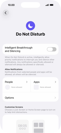 Press People and follow the instructions on the screen to select which contacts you would like to receive calls and notifications from when Do Not Disturb is turned on.