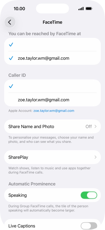 Press the required setting below 