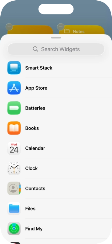 Press the required widget.