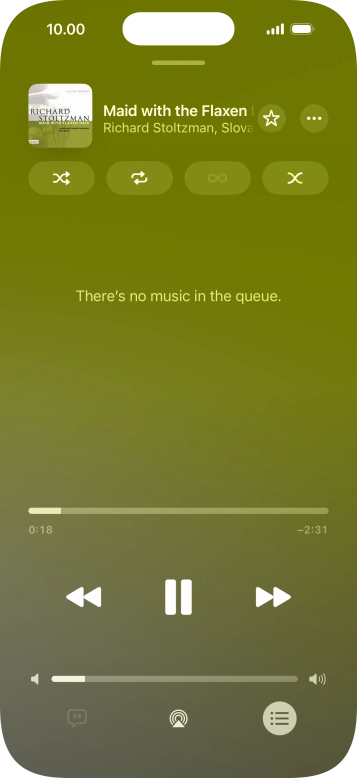 Press the shuffle icon to turn the function on or off.
