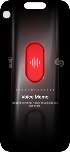 Slide your finger right or left on the screen to select the required function.