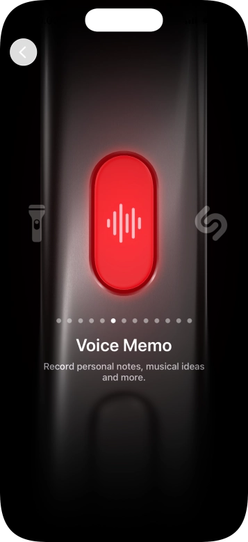 Slide your finger right or left on the screen to select the required function.