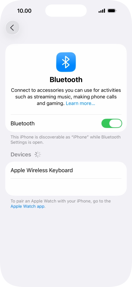 Press the required Bluetooth device and follow the instructions on the screen to pair the device with your phone.