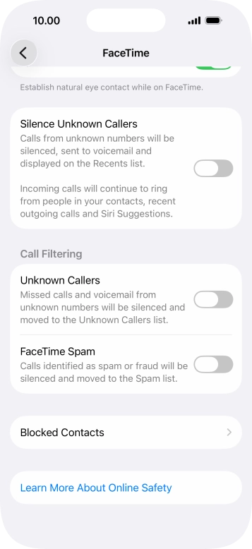 Press Blocked Contacts.