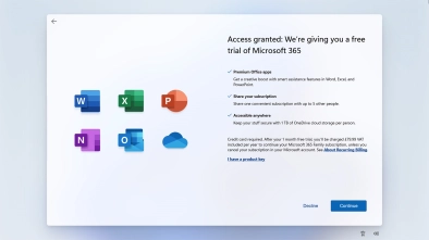 Follow the instructions on the screen to subscribe to Microsoft Office or click Decline to finish setting up your laptop.