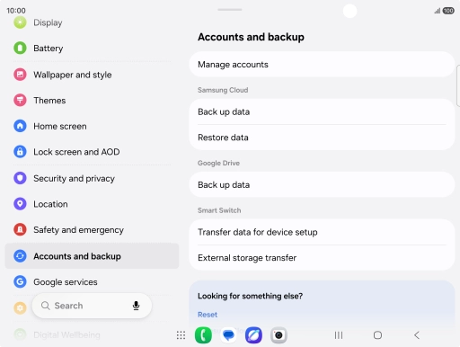 Press Manage accounts.