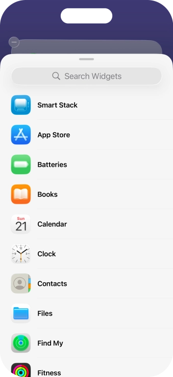 Press the required widget.