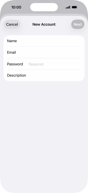 Press Password and key in the password for your email account.
