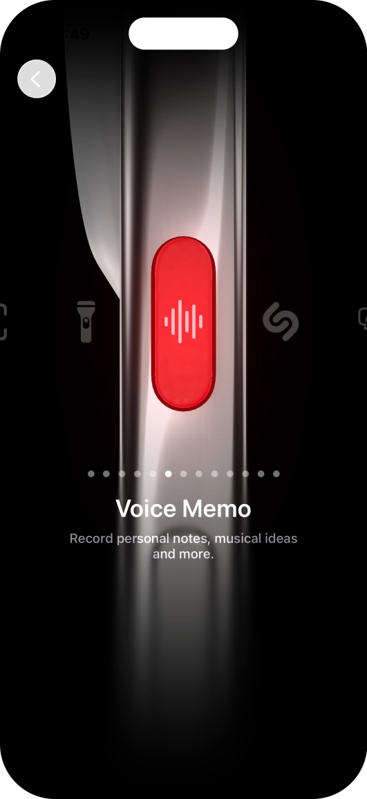 Slide your finger right or left on the screen to select the required function.