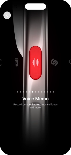 Slide your finger right or left on the screen to select the required function.