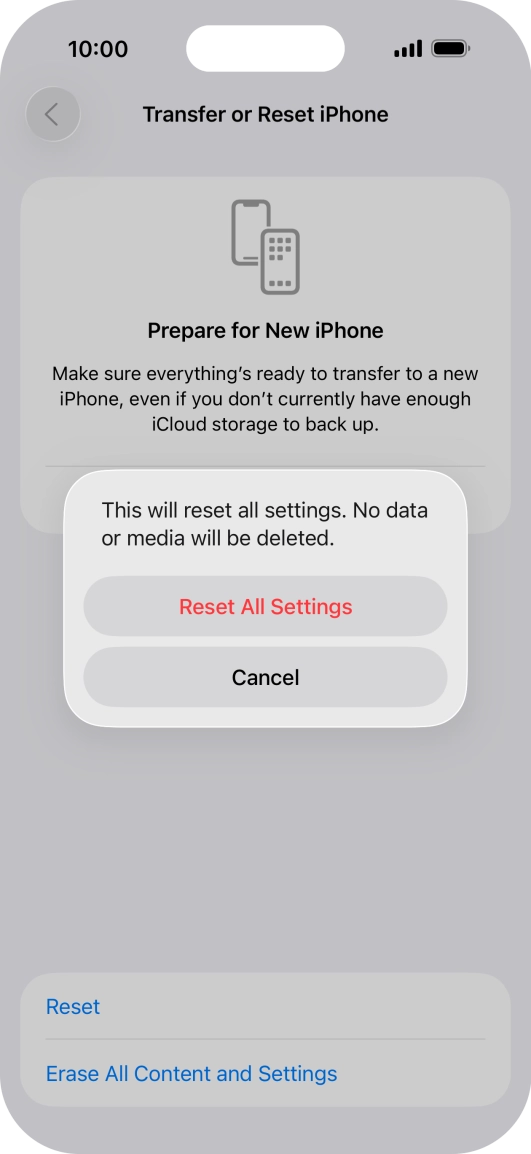 Press Reset All Settings.