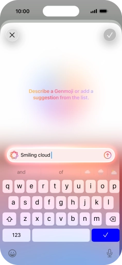 Write in your own words what you would like your Genmoji to look like, and press arrow up.