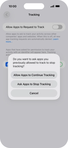 If you turn off the function, press the required setting.