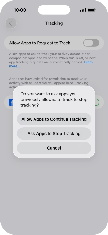 If you turn off the function, press the required setting.