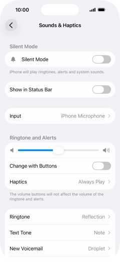 Press the indicator next to 