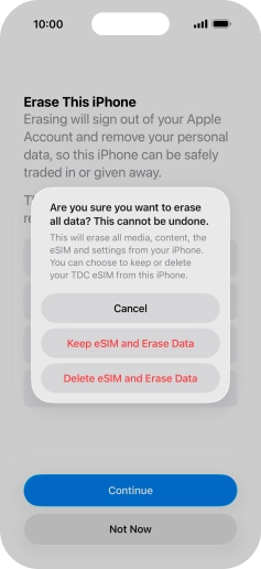 Press the required setting.