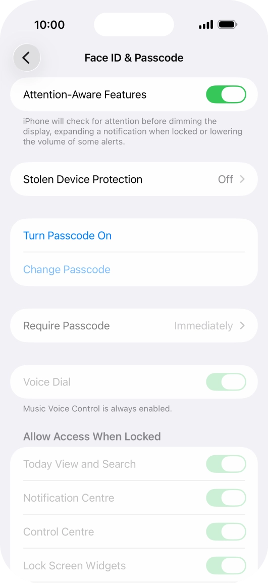 Press Turn Passcode On and key in a phone lock code of your own choice twice.