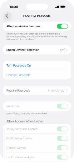Press Turn Passcode On and key in a phone lock code of your own choice twice.