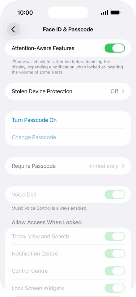 Press Turn Passcode On and key in a phone lock code of your own choice twice.