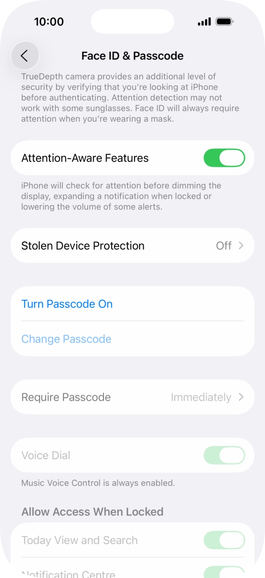 Press Turn Passcode On and key in a phone lock code of your own choice twice.