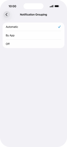 Press the required setting.