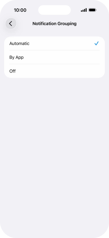 Press the required setting.