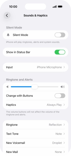 Press the indicator next to 