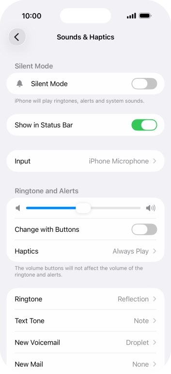 Press the indicator next to 