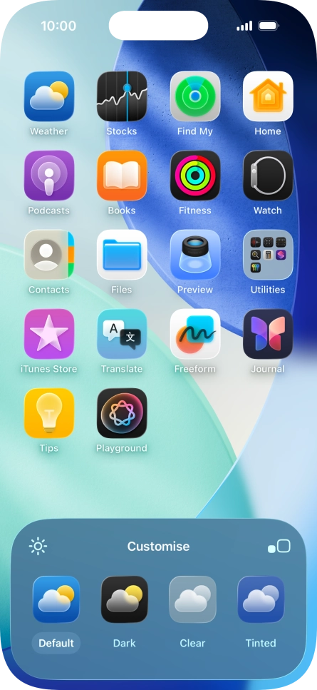 Press the required setting to select the size of app icons on the home screen.