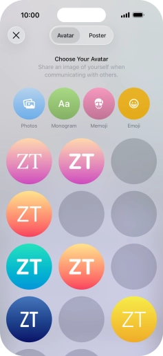 Press the required category and follow the instructions on the screen to select and save the required picture to your Contact Poster.