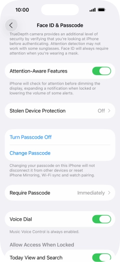 Press Turn Passcode Off and key in the phone lock code.