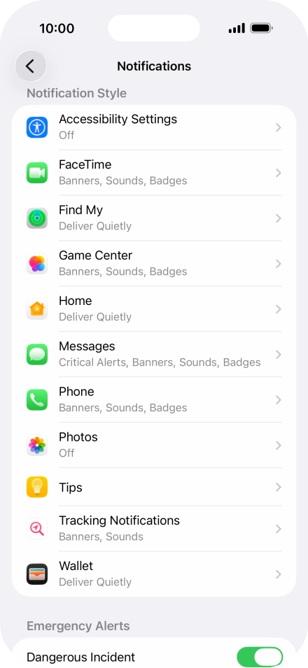 Press the required application.