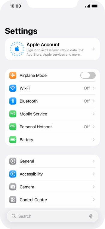 Press Apple Account.