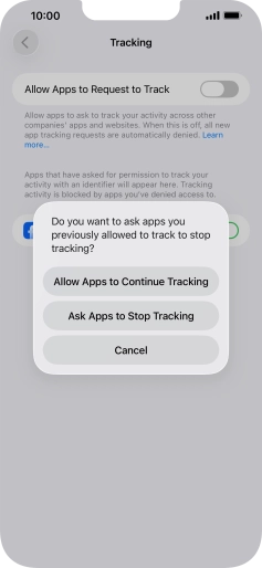 If you turn off the function, press the required setting.