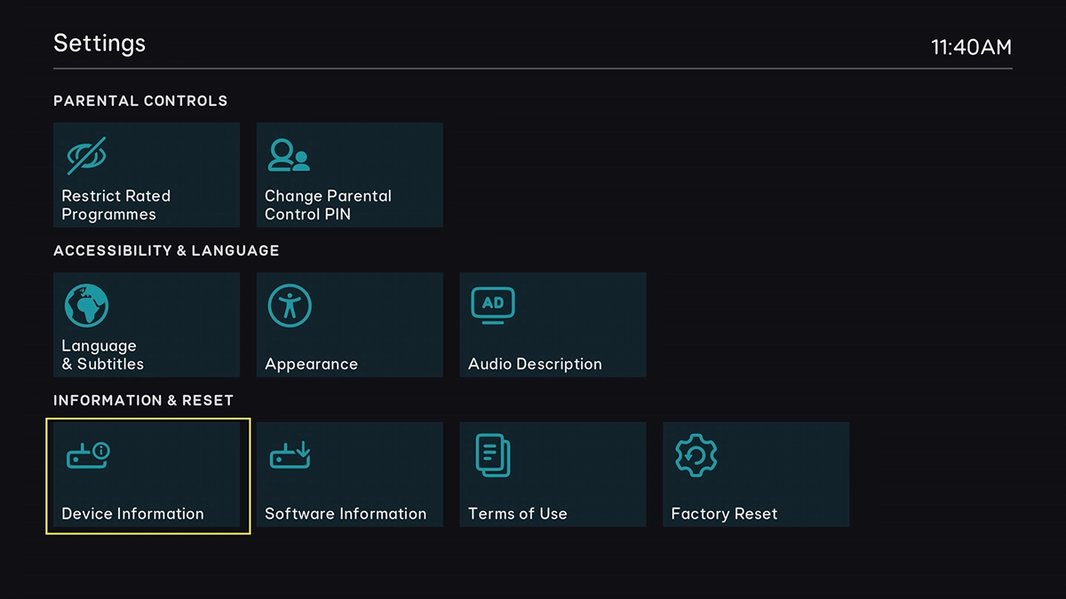 Highlight Device Information.