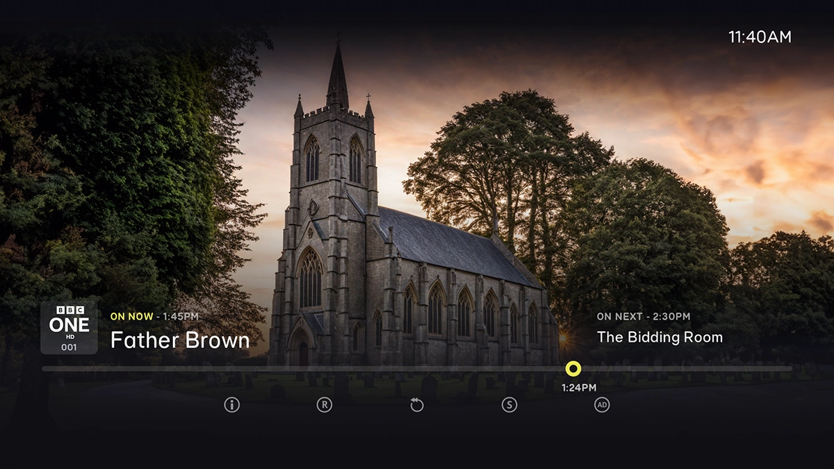 The selected programme is displayed on the TV screen.