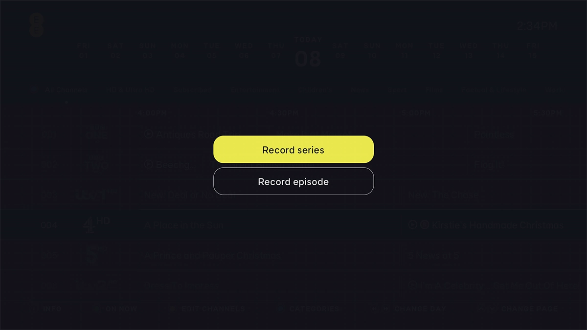 To record the series, highlight Record series.