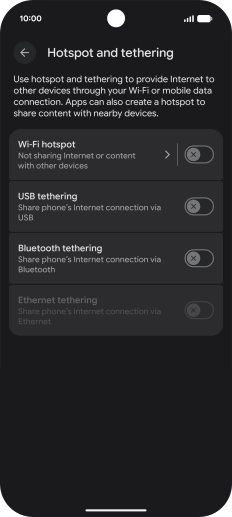 Press Wi-Fi hotspot.