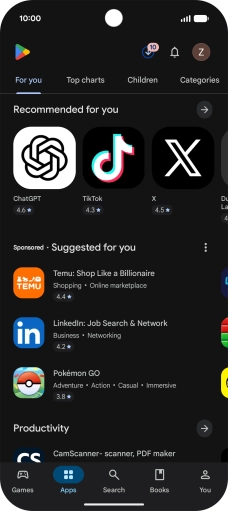 Press the profile icon. Press the profile icon.